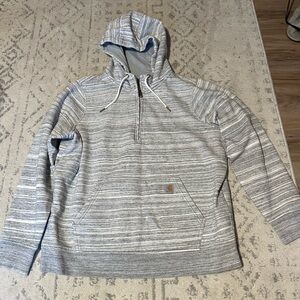 Carhartt women’s heather grey quarter zip hoodie sweatshirt size XL